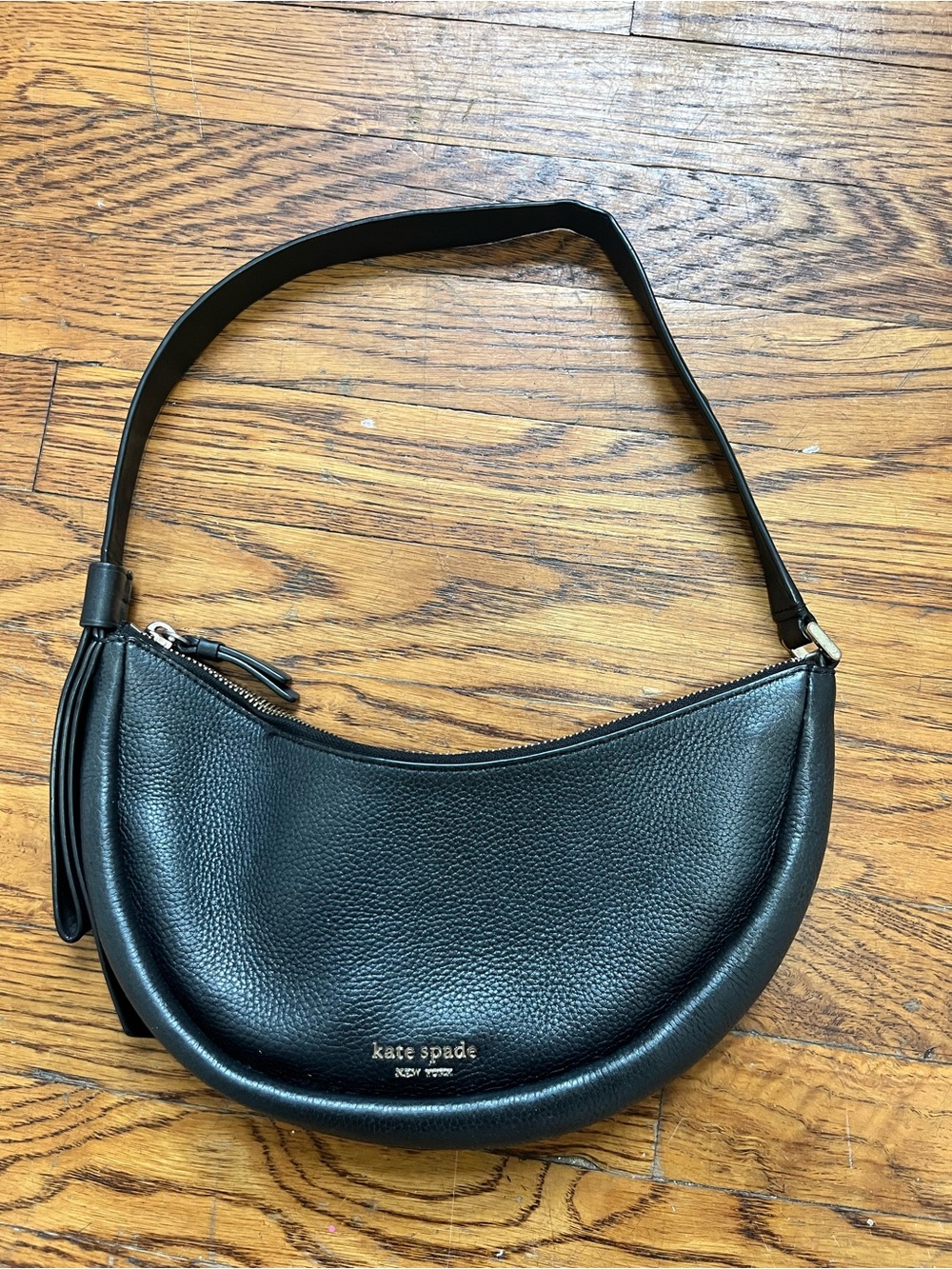 kate spade Black Pebbled Leather Crescent Shoulder Bag